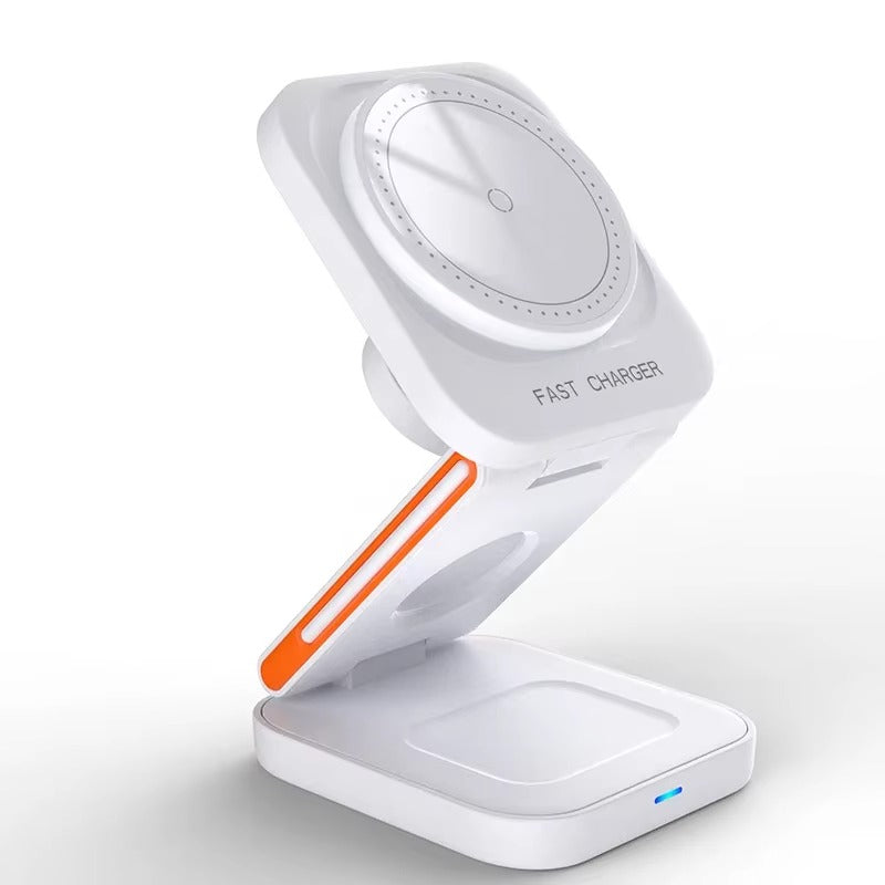 Elite iPhone 3-in-1 Foldable Magnetic Wireless Charging Station, 30W Fast-Charge Portable Stand for Watch, Phone & Earbuds