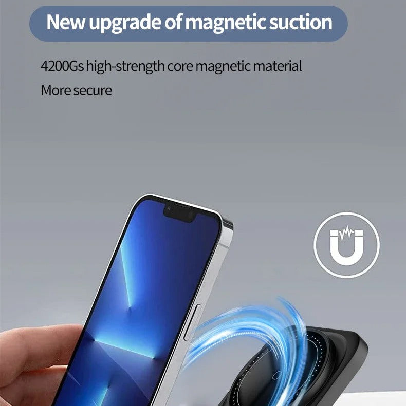 Elite iPhone 3-in-1 Foldable Magnetic Wireless Charging Station, 30W Fast-Charge Portable Stand for Watch, Phone & Earbuds