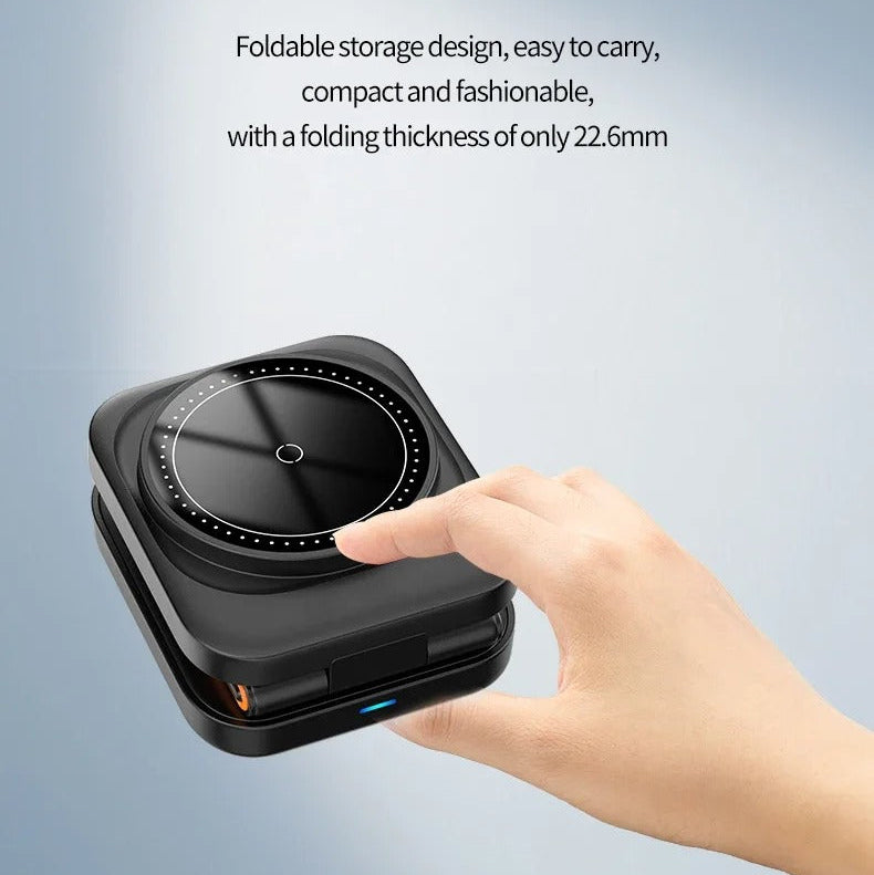 Elite iPhone 3-in-1 Foldable Magnetic Wireless Charging Station, 30W Fast-Charge Portable Stand for Watch, Phone & Earbuds