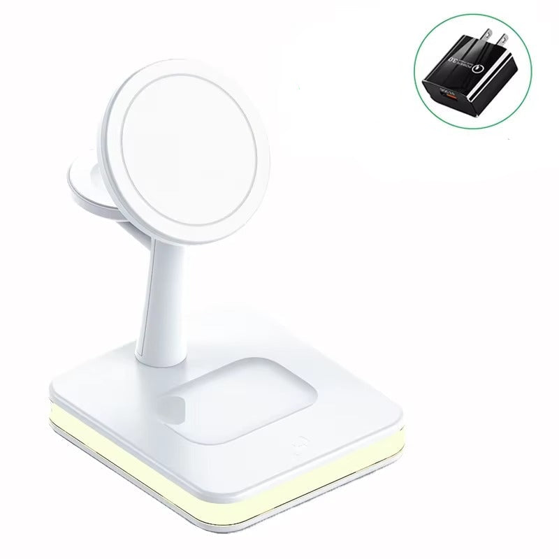 Elite iPhone 3-in-1 Magnetic Wireless Charging Station, 30W Fast-Charge Stand with LED Lamp and Built-In Cooling Fan