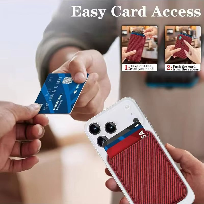 Elite iPhone Carbon Fiber MagSafe Wallet, Strong Magnetic Card Holder with Slim Storage Pocket, Anti-Fingerprint Lightweight Design