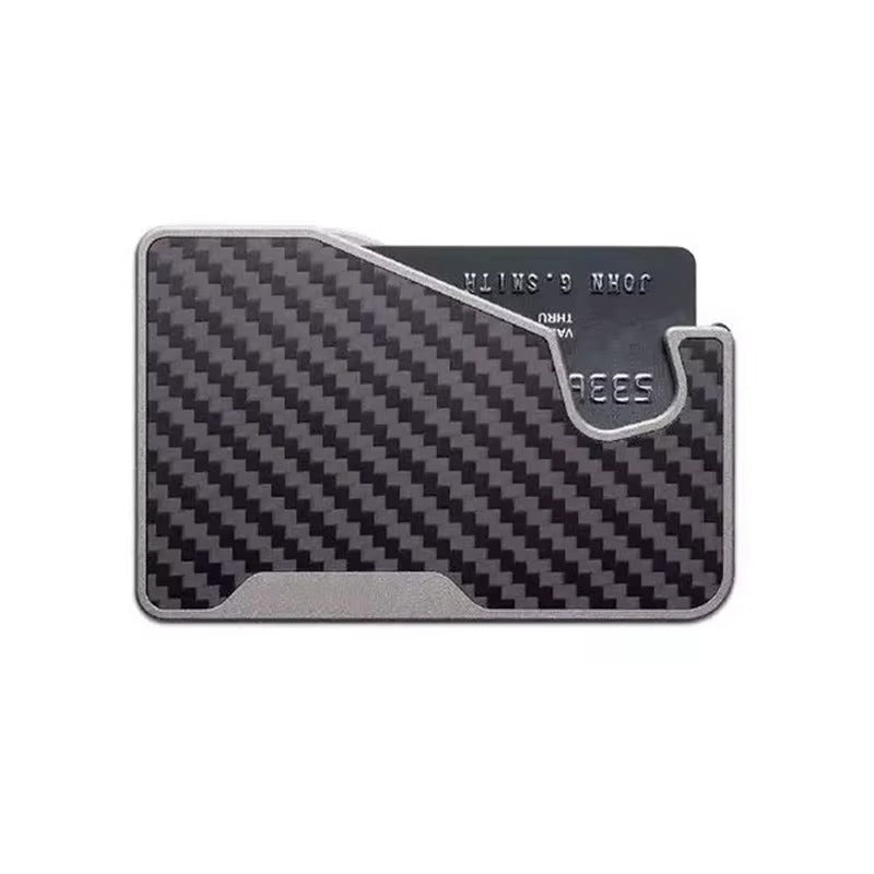 Elite iPhone Magnetic Wallet Card Holder, Carbon Fiber & Aluminum Slim Case with Automatic Pop-Up Card Access, MagSafe-Compatible Anti-Fingerprint Design