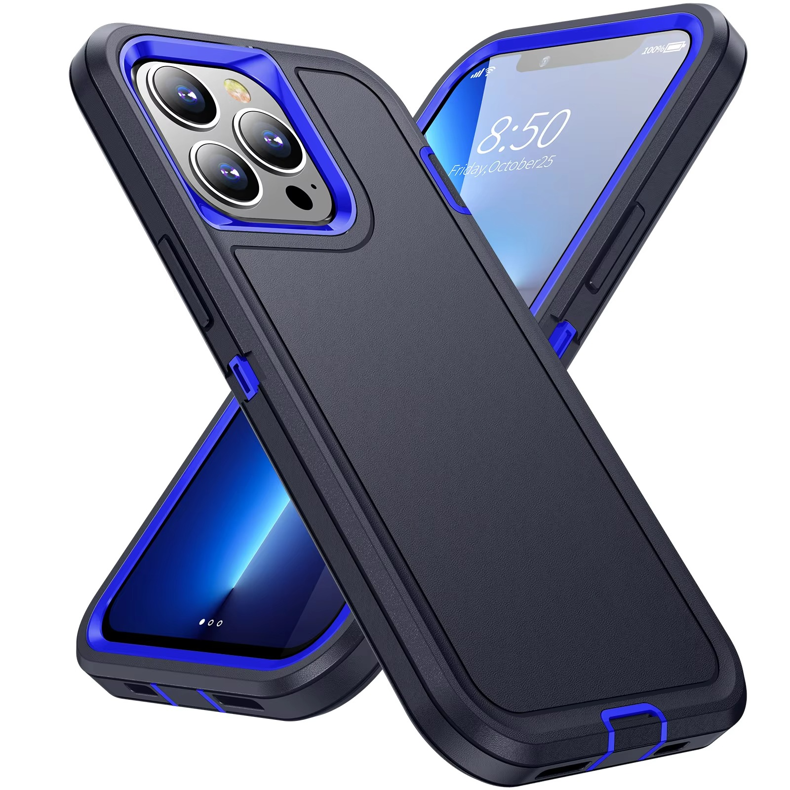 Heavy Duty Armor iPhone Case — Shockproof Metal Bracket, Dual Layer Protection, Anti-Fingerprint, Non-Slip Bumper Cover