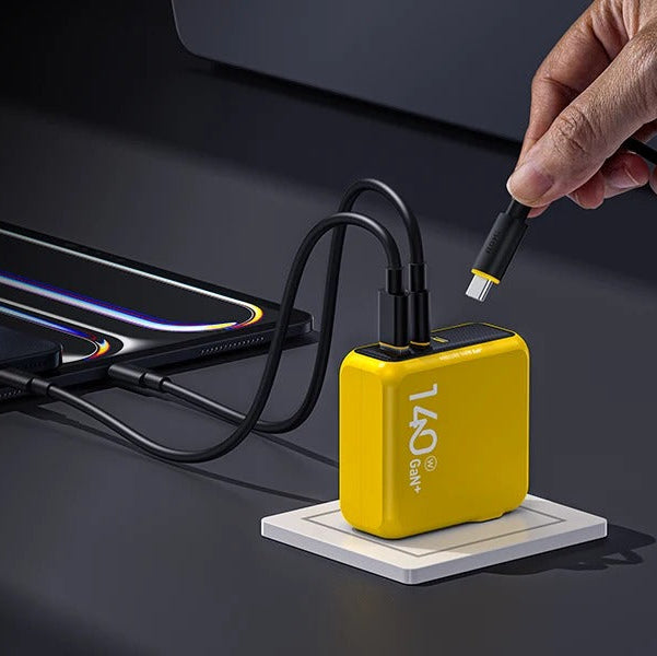 High-Quality 140W GaN USB-C Fast Charger, PD 3.1 Multi-Port Power Adapter with Dual USB-C & USB-A for Laptops, Tablets & Phones