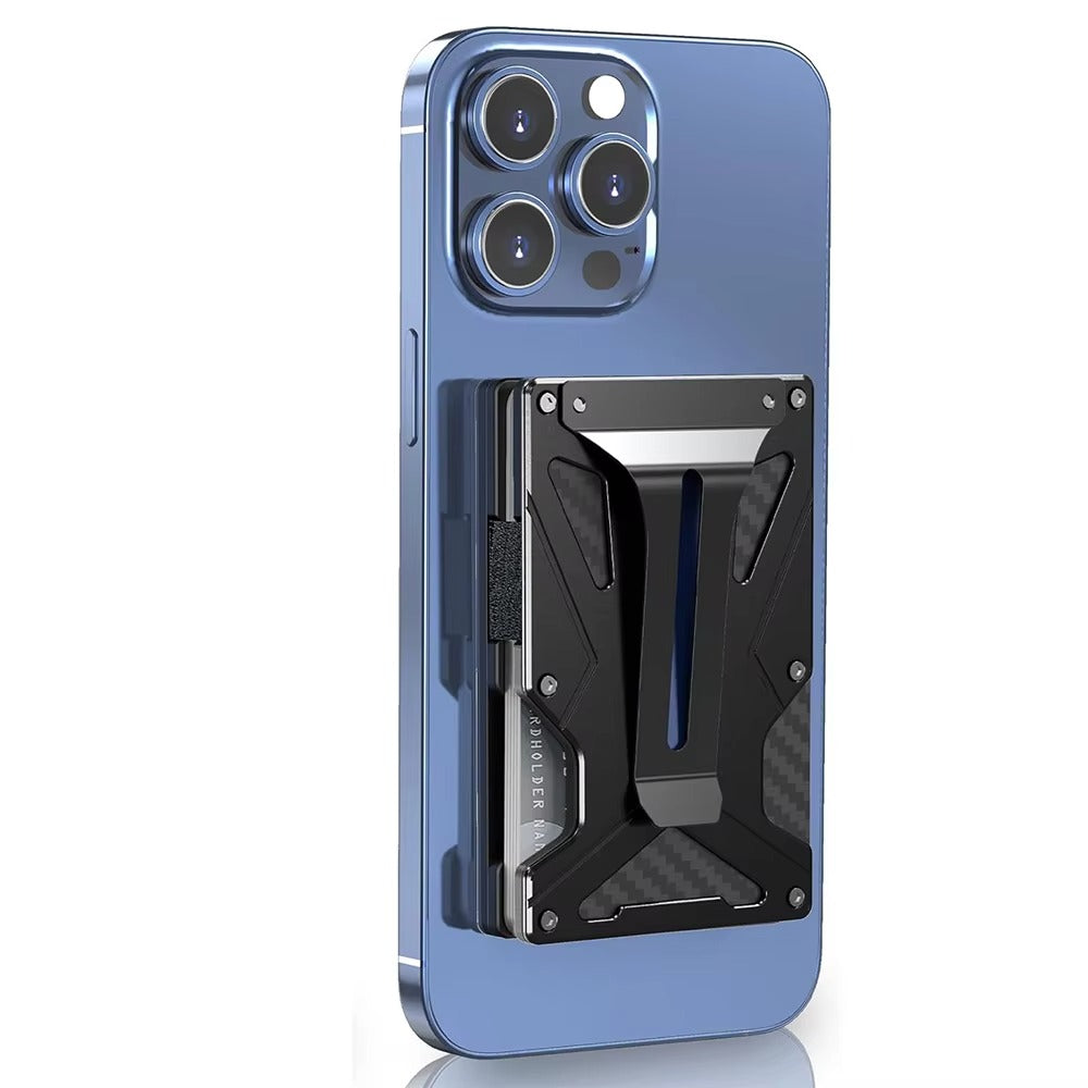 High-Quality Magnetic Wallet Money Clip with Air Tag Holder, Durable Aluminum Design, Slim Card & Cash Organizer for Everyday Carry