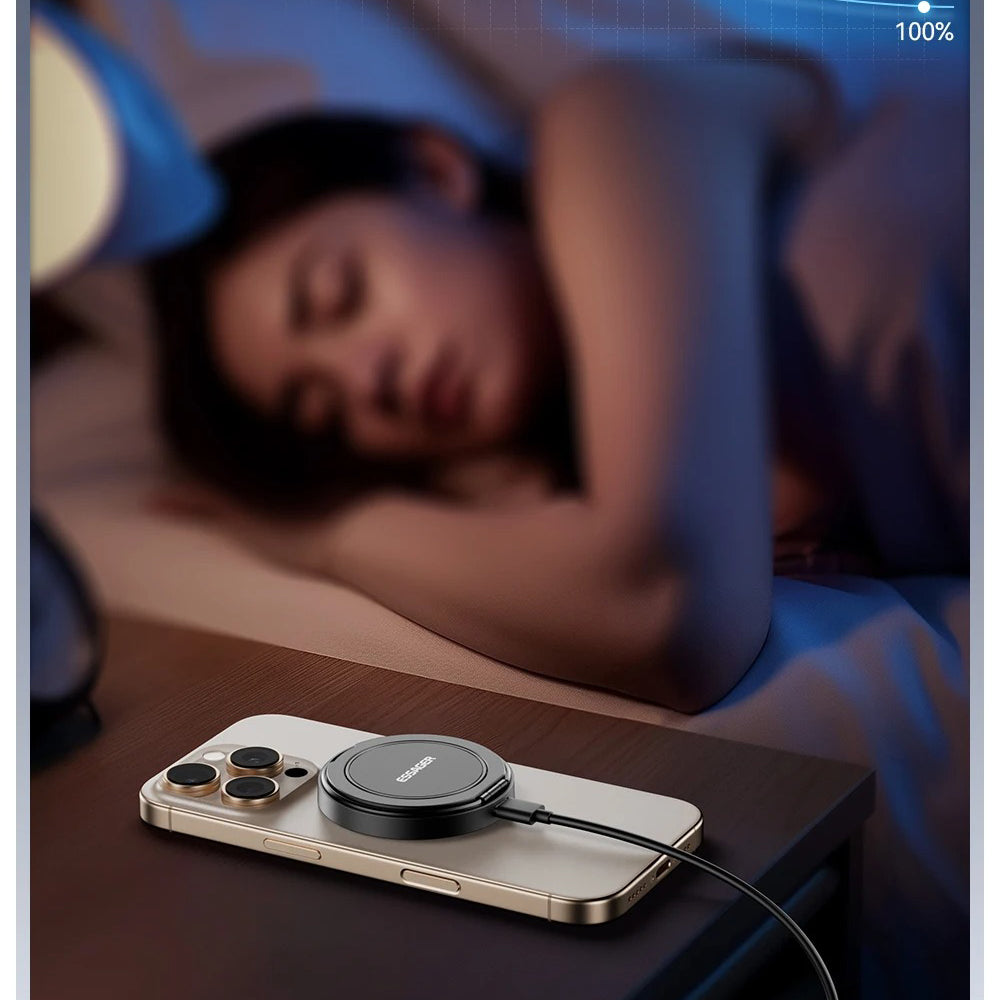 High-Quality Magnetic Wireless Charger Dock with 15W Fast Charging, Stable Stand Design & USB-C Power Input