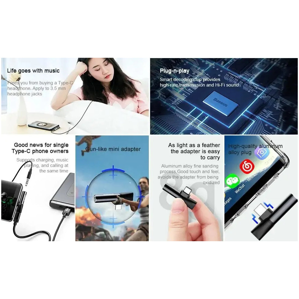 High-Quality USB-C Audio Adapter with 3.5mm AUX Jack, Clear Sound Performance & Portable Plug-and-Play Design