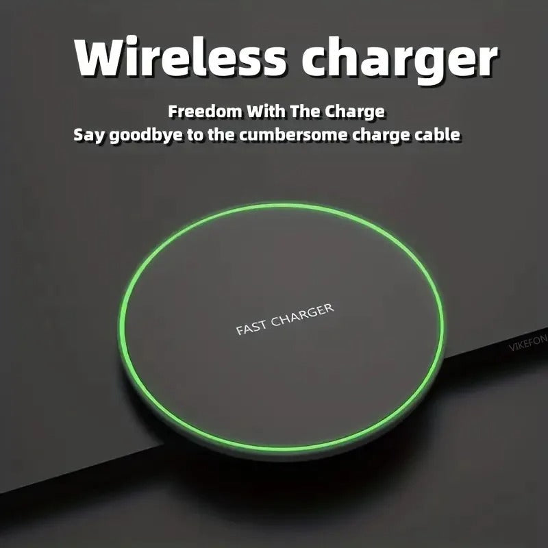High-Quality Wireless Charging Pad with LED Indicator, 30W Fast-Charge Dock for Smartphones & Earbuds with Slim Desktop Design
