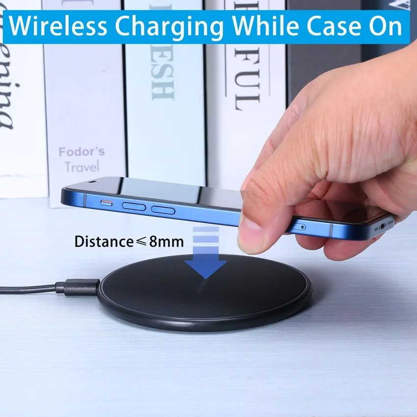 High-Quality Wireless Charging Pad with LED Indicator, 30W Fast-Charge Dock for Smartphones & Earbuds with Slim Desktop Design