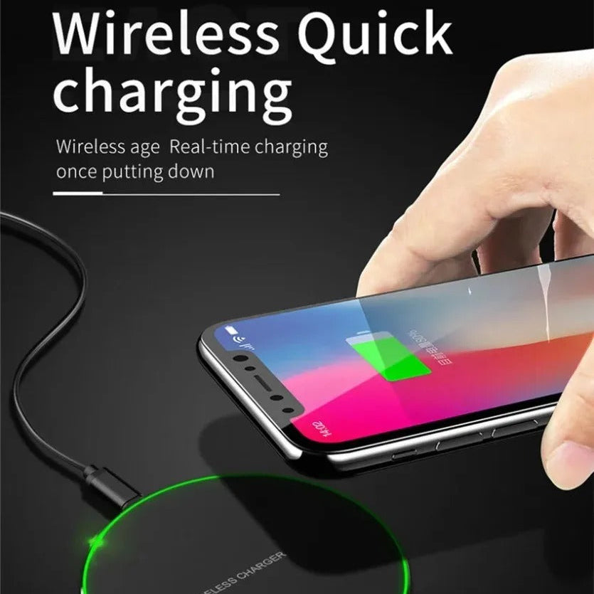 High-Quality Wireless Charging Pad with LED Light, 15W Qi Fast-Charge Induction Dock for Phones & Earbuds