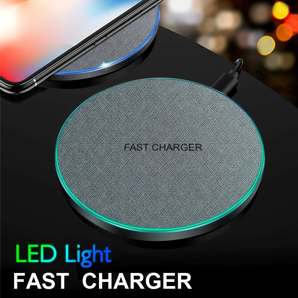 High-Quality Wireless Charging Pad with LED Light, 15W Qi Fast-Charge Induction Dock for Phones & Earbuds