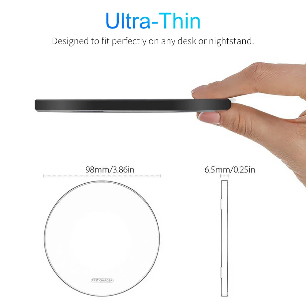 High-Quality Wireless Charging Pad with LED Light, 15W Qi Fast-Charge Induction Dock for Phones & Earbuds