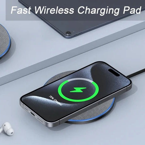 High-Quality Wireless Charging Pad with LED Light, 15W Qi Fast-Charge Induction Dock for Phones & Earbuds