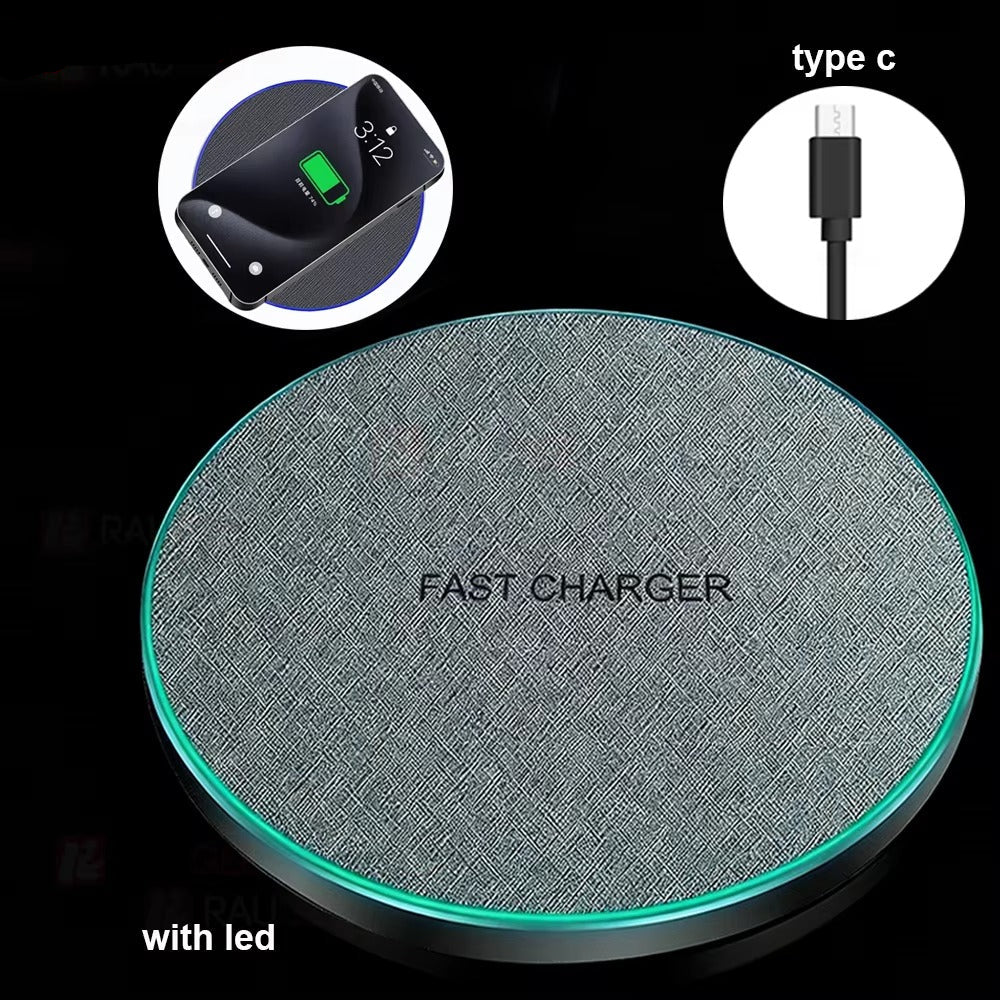 High-Quality Wireless Charging Pad with LED Light, 15W Qi Fast-Charge Induction Dock for Phones & Earbuds