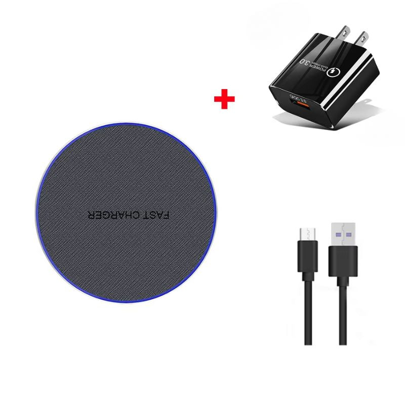 High-Quality Wireless Charging Pad with LED Light, 15W Qi Fast-Charge Induction Dock for Phones & Earbuds
