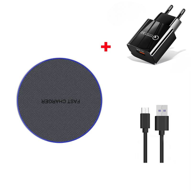 High-Quality Wireless Charging Pad with LED Light, 15W Qi Fast-Charge Induction Dock for Phones & Earbuds