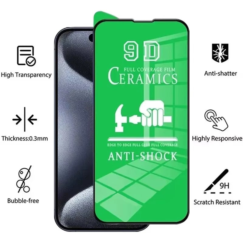 High-Quality iPhone Ceramic Screen Protector – Clear Protective Film with Smooth Touch Clarity, Anti-Fingerprint Surface, Scratch Resistance & Shatter Control