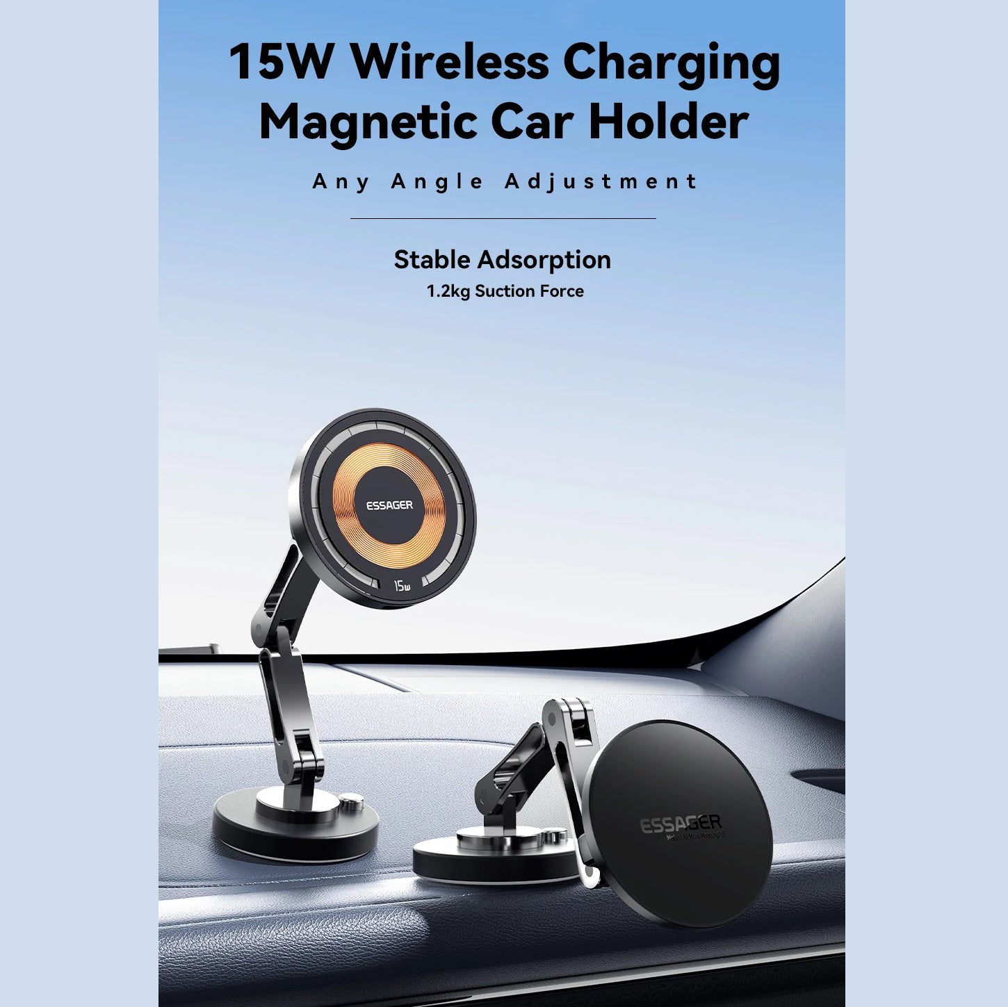 High-Quality iPhone MagSafe Magnetic Car Phone Holder, 15W Wireless Charging Mount with Multi-Axis Adjustment & Strong Magnetic Grip