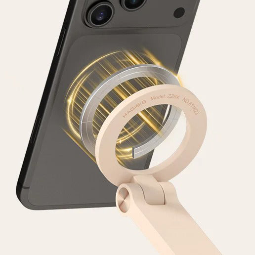 High-Quality iPhone MagSafe Magnetic Desk Phone Stand, 360° Rotating Aluminum Holder with Height Adjustment & Foldable Stable Base