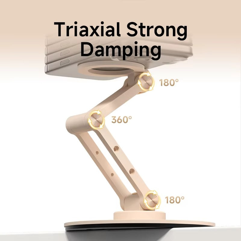 High-Quality iPhone MagSafe Magnetic Desk Phone Stand, 360° Rotating Aluminum Holder with Height Adjustment & Foldable Stable Base