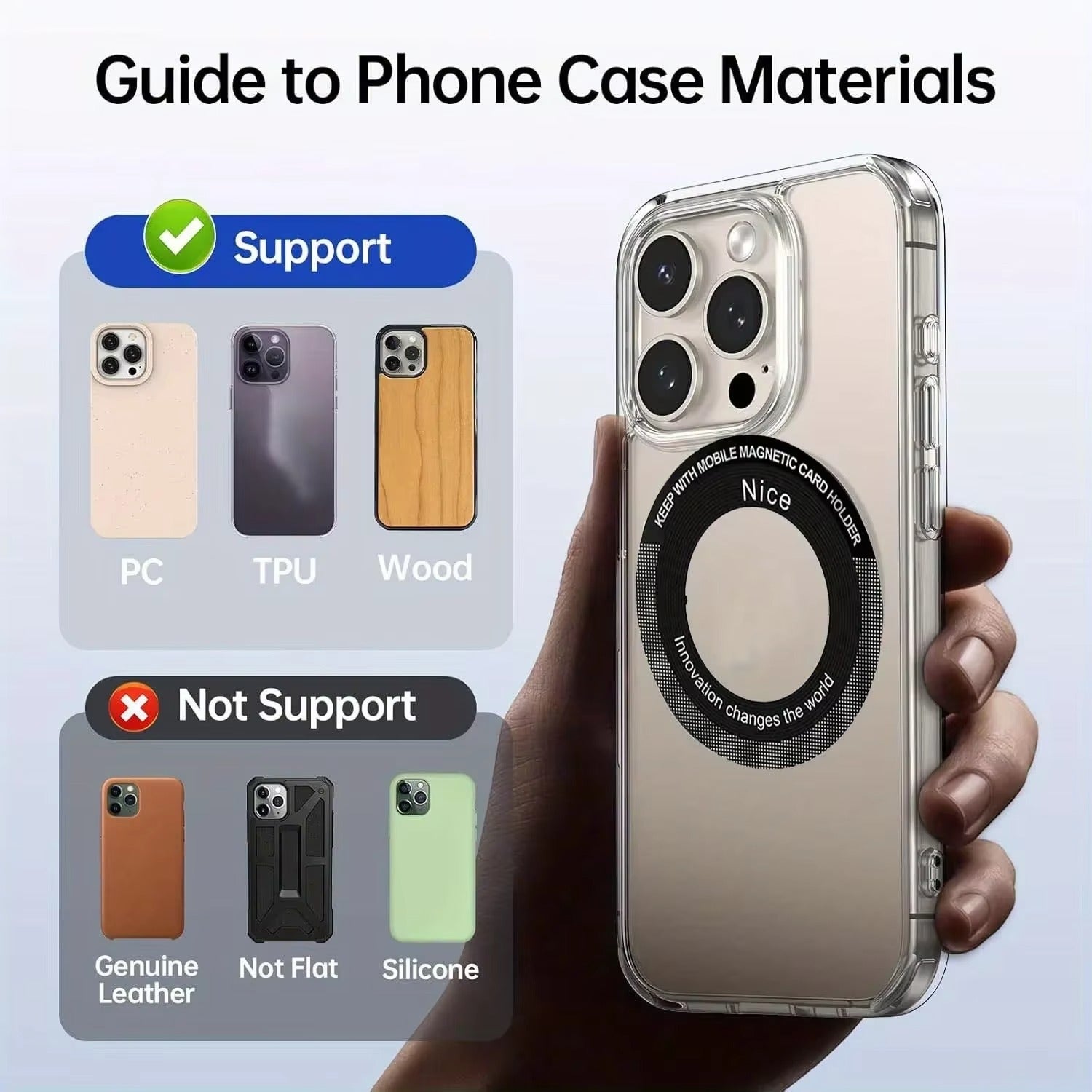 High-Quality iPhone MagSafe Magnetic Metal Ring Adapter, Universal Sticker Plate for Wireless Charging & Car Mount Compatibility