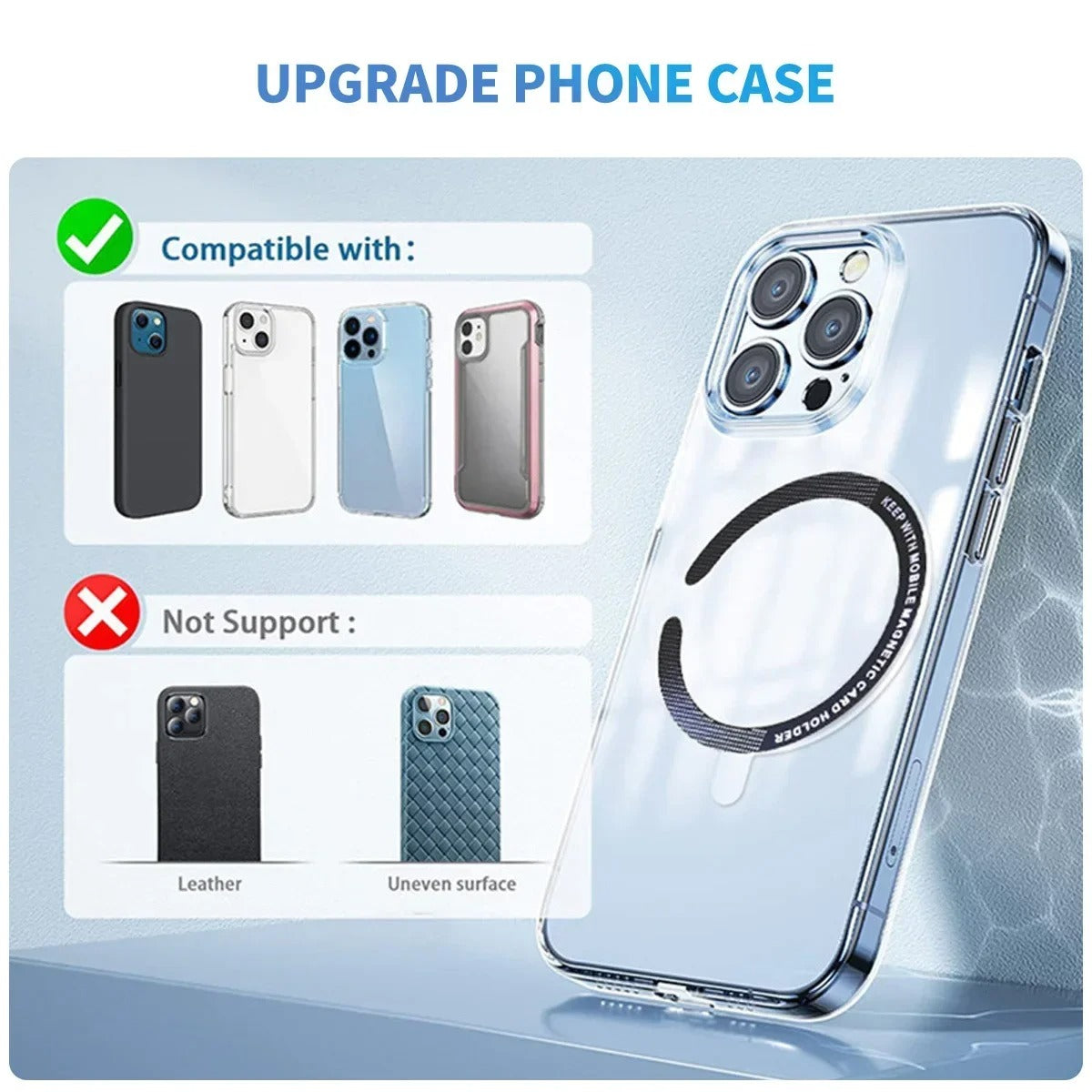 High-Quality iPhone MagSafe Magnetic Ring Adapter, Universal Metal Sticker Plate for Wireless Charging & Car Mount Compatibility