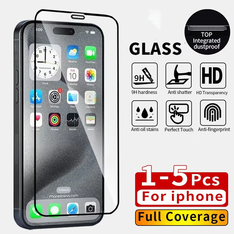 High-Quality iPhone Screen Protector in Tempered Glass – Clear Display Protection with Smudge Resistance, Scratch Defense & Shatter-Control Front Film