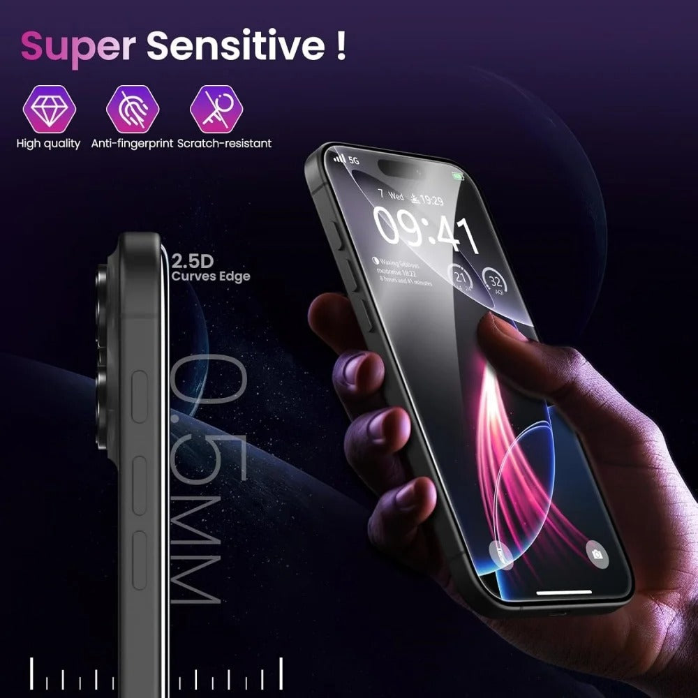 High-Quality iPhone Tempered Glass Screen Protector, HD Clear Front Film with Anti-Scratch Protection and Precision Fit
