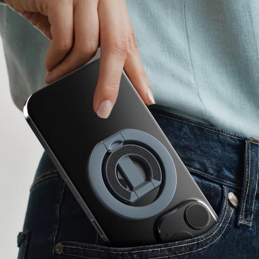 Impact-Ready iPhone Double-Sided Magnetic Ring Holder, MagSafe Phone Grip Stand with Dual-Magnet Support & Secure Finger Hold