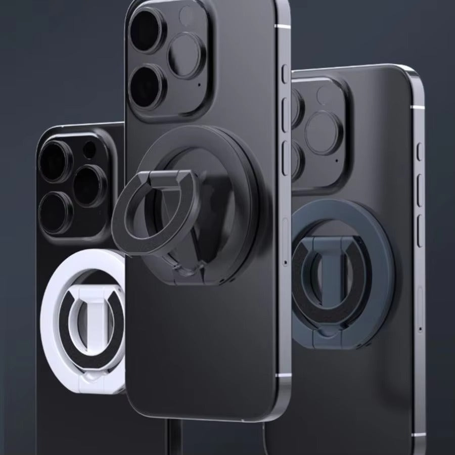 Impact-Ready iPhone Double-Sided Magnetic Ring Holder, MagSafe Phone Grip Stand with Dual-Magnet Support & Secure Finger Hold