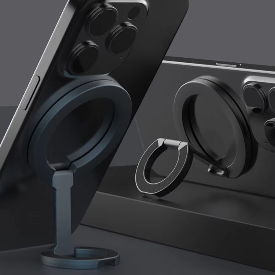 Impact-Ready iPhone Double-Sided Magnetic Ring Holder, MagSafe Phone Grip Stand with Dual-Magnet Support & Secure Finger Hold