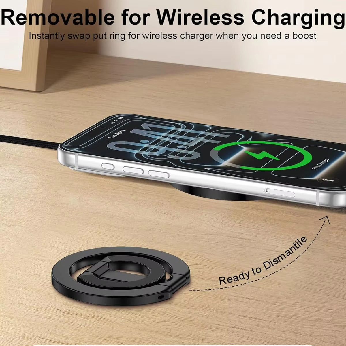 Impact-Ready iPhone Double-Sided Magnetic Ring Holder, MagSafe Phone Grip Stand with Dual-Magnet Support & Secure Finger Hold