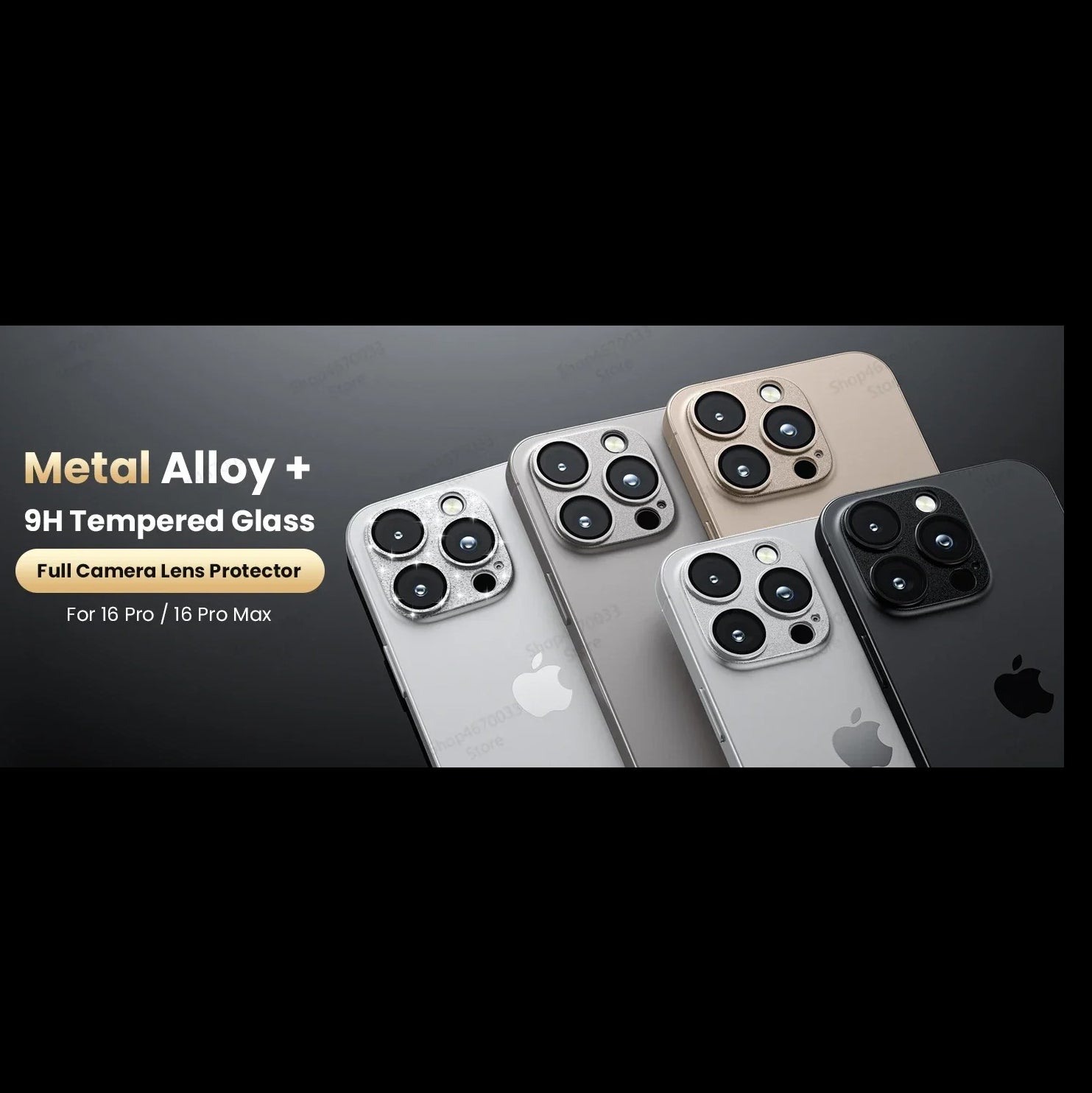 Impact-Ready iPhone Full-Cover Metal Camera Lens Protector, Tempered Glass Lens Cover with Metal Ring, Scratch Resistance & Shatter Protection