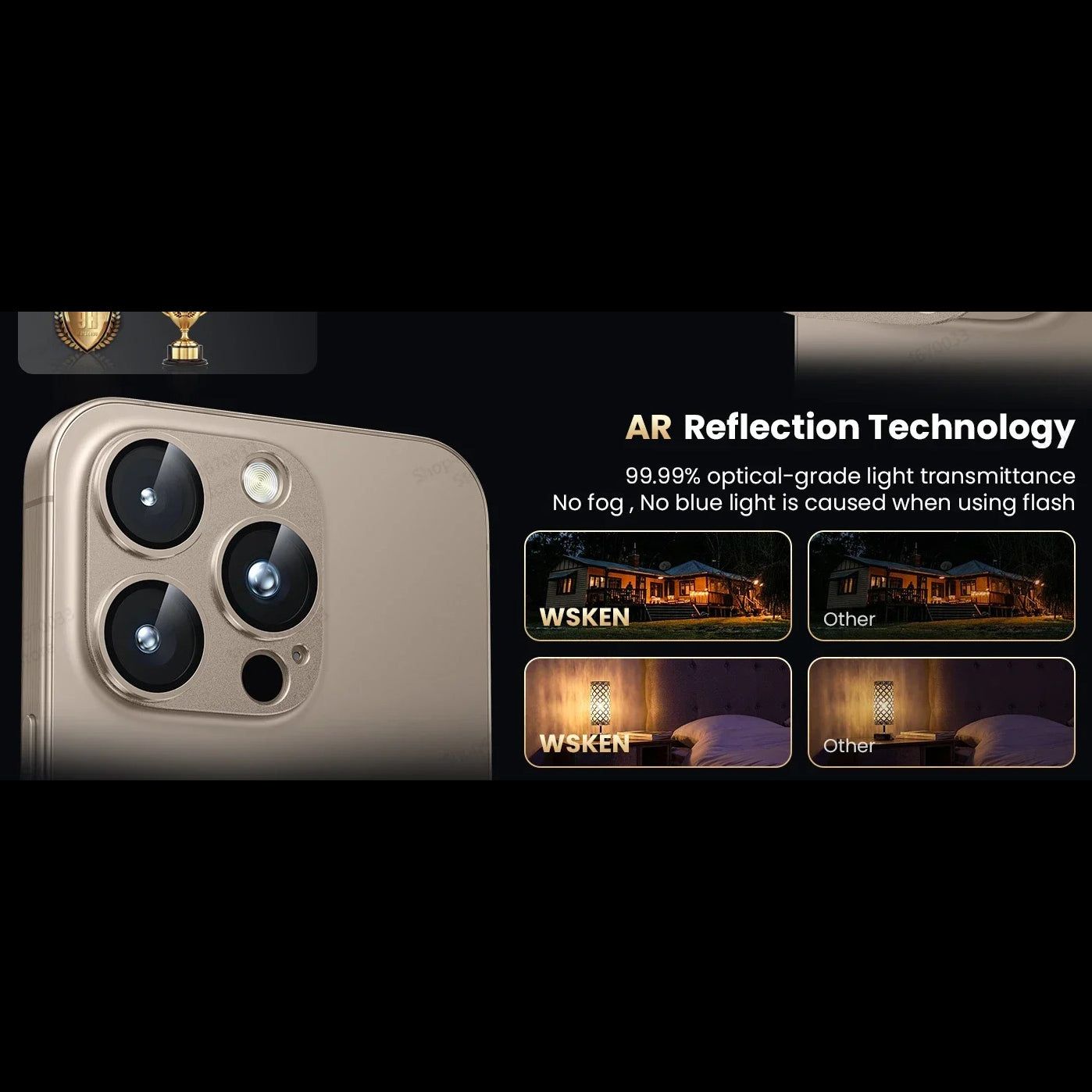 Impact-Ready iPhone Full-Cover Metal Camera Lens Protector, Tempered Glass Lens Cover with Metal Ring, Scratch Resistance & Shatter Protection