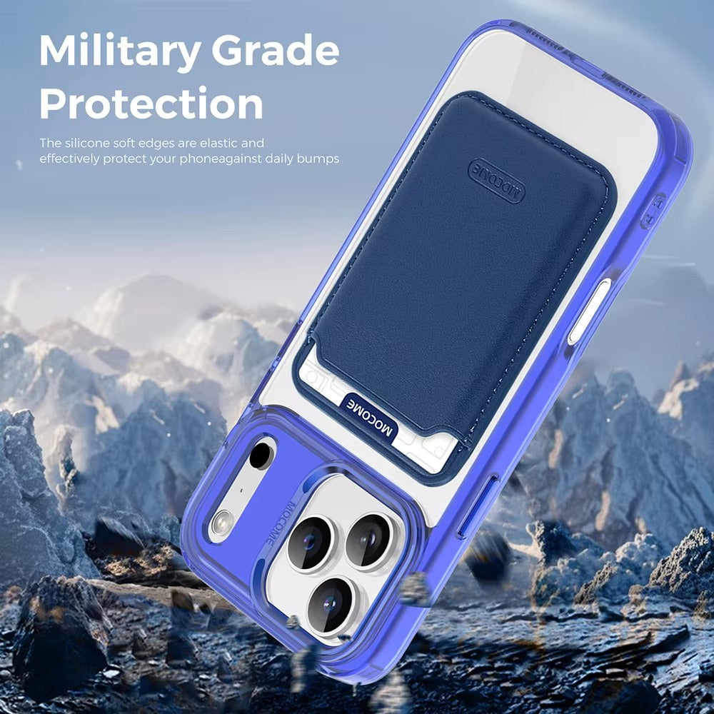 Impact-Ready iPhone Magnetic Case with Detachable Wallet, Shockproof TPU & PC Protective Cover, MagSafe-Compatible Card Holder Design