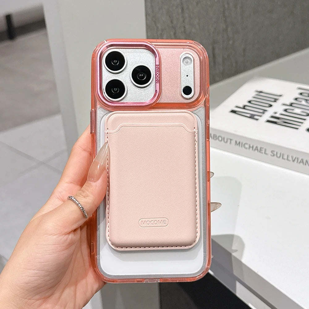 Impact-Ready iPhone Magnetic Case with Detachable Wallet, Shockproof TPU & PC Protective Cover, MagSafe-Compatible Card Holder Design