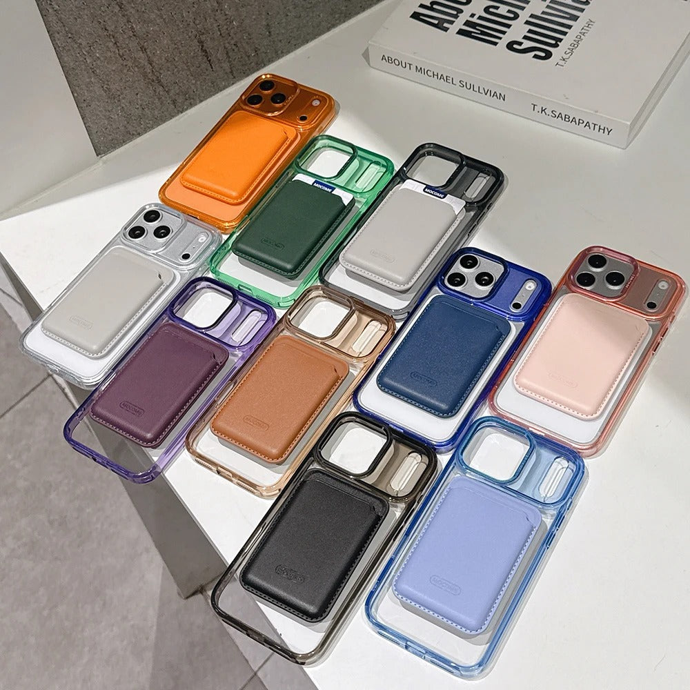 Impact-Ready iPhone Magnetic Case with Detachable Wallet, Shockproof TPU & PC Protective Cover, MagSafe-Compatible Card Holder Design