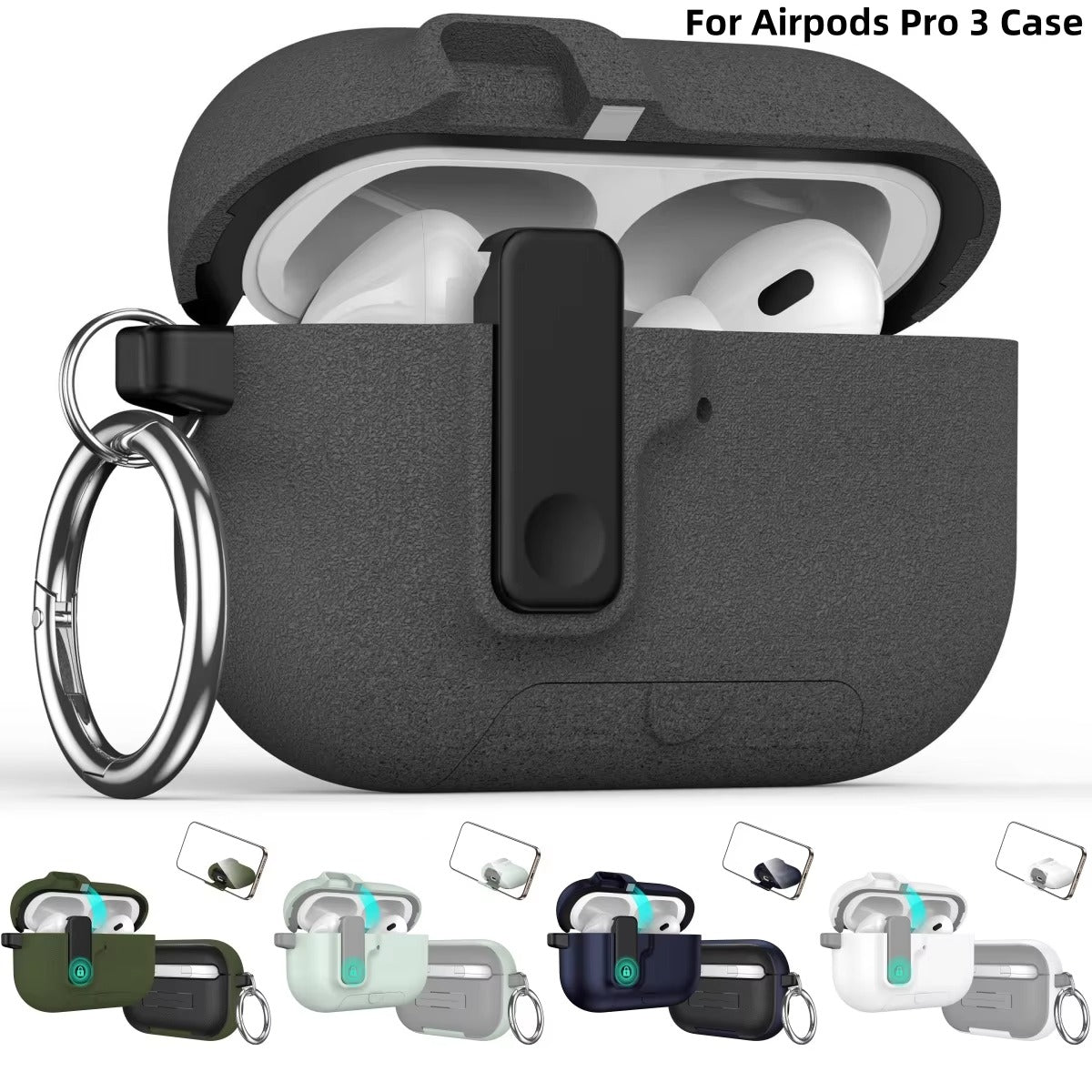Luxury AirPods Pro 3 TPU Protective Case with Magnetic Auto-Lock, Built-In Phone Stand & Cleaner Kit – Full Coverage Shockproof Design