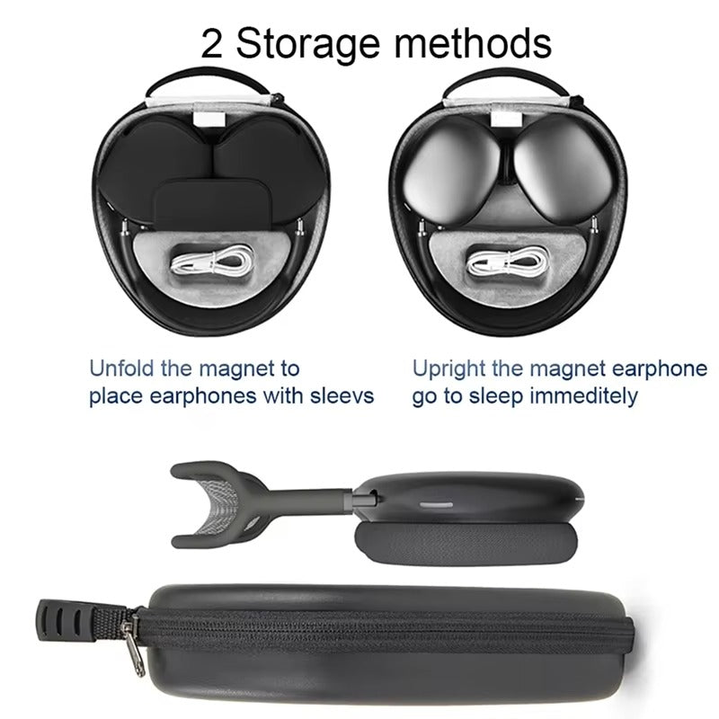 Luxury AirPods Protective Case Max Leather Smart Sleep, Premium Storage Bag with Full Coverage Protection for Headphones