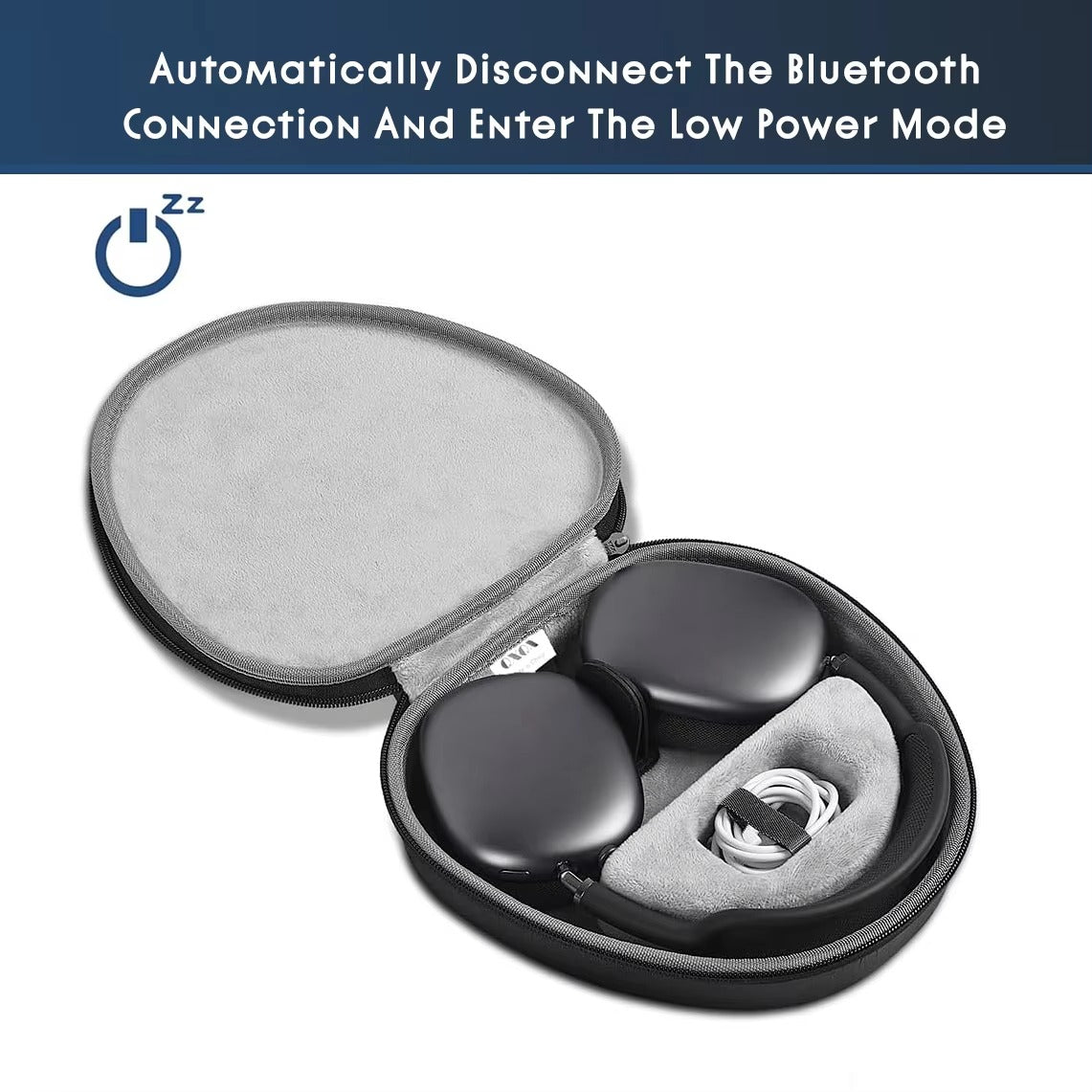 Luxury AirPods Protective Case Max Leather Smart Sleep, Premium Storage Bag with Full Coverage Protection for Headphones