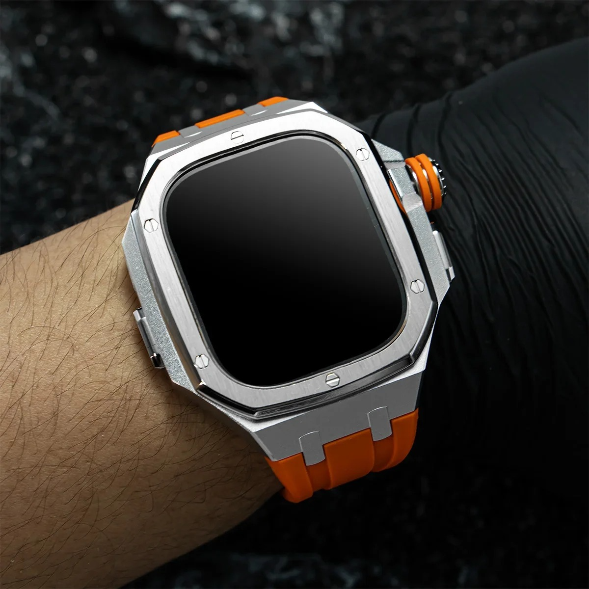 Luxury Apple Watch Stainless Steel Case & Strap Mod Kit, Premium Upgrade Protective Frame & Metal Band Set