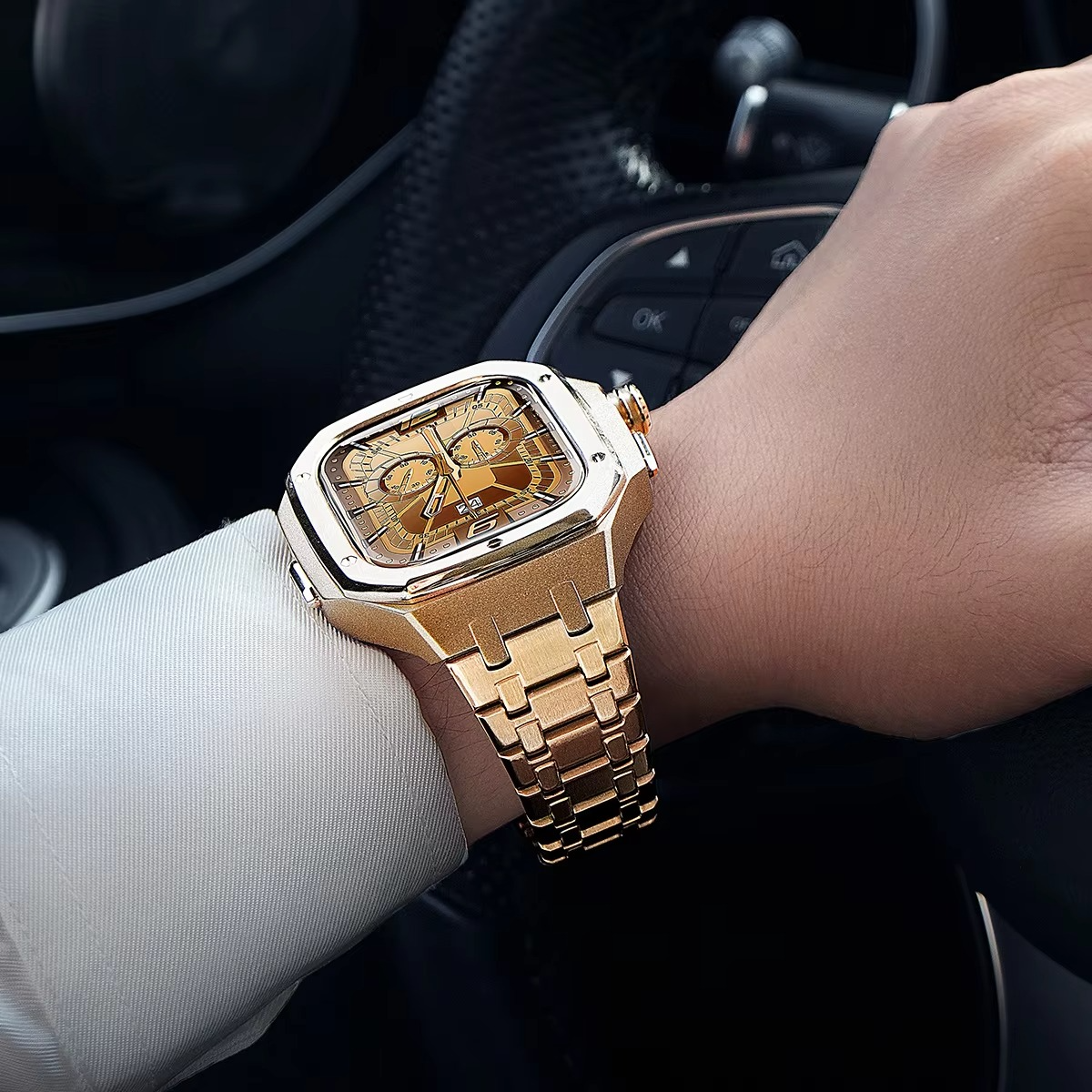 Luxury Apple Watch Stainless Steel Case & Strap Mod Kit, Premium Upgrade Protective Frame & Metal Band Set