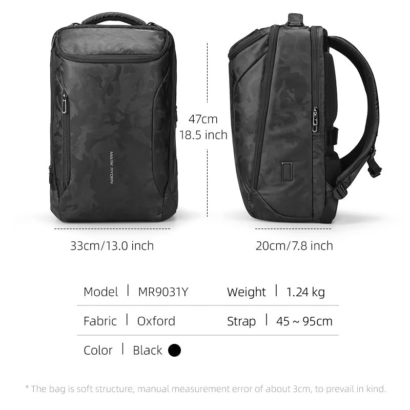 Luxury Business Laptop Backpack 17.3 Inch, Spacious Travel & Commuter Backpack with Dedicated Laptop Compartment, PU Leather Professional Work Bag