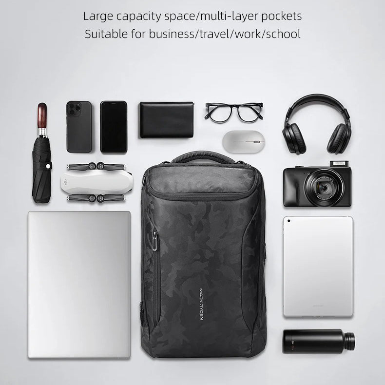 Luxury Business Laptop Backpack 17.3 Inch, Spacious Travel & Commuter Backpack with Dedicated Laptop Compartment, PU Leather Professional Work Bag