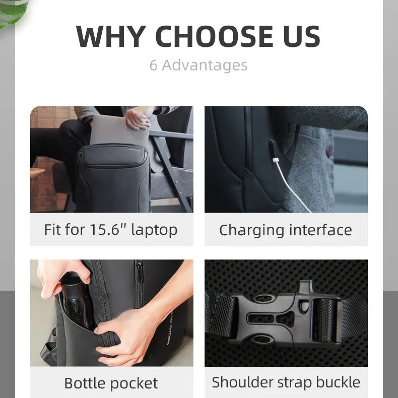 Luxury Business Laptop Backpack 17.3 Inch, Spacious Travel & Commuter Backpack with Dedicated Laptop Compartment, PU Leather Professional Work Bag