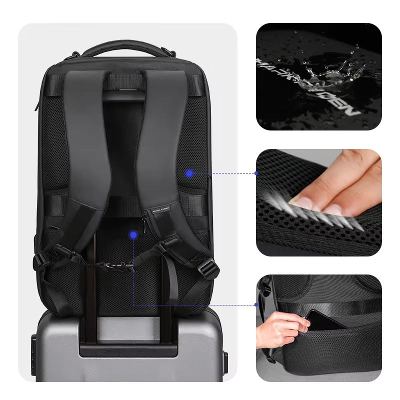 Luxury Business Laptop Backpack 17.3 Inch, Spacious Travel & Commuter Backpack with Dedicated Laptop Compartment, PU Leather Professional Work Bag