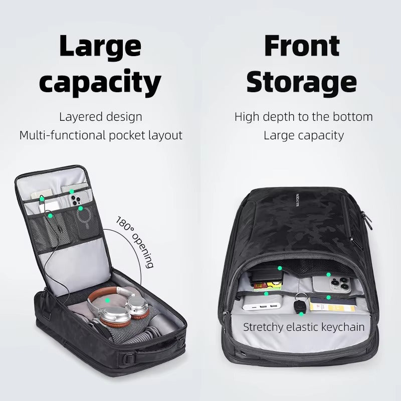 Luxury Business Laptop Backpack 17.3 Inch, Spacious Travel & Commuter Backpack with Dedicated Laptop Compartment, PU Leather Professional Work Bag