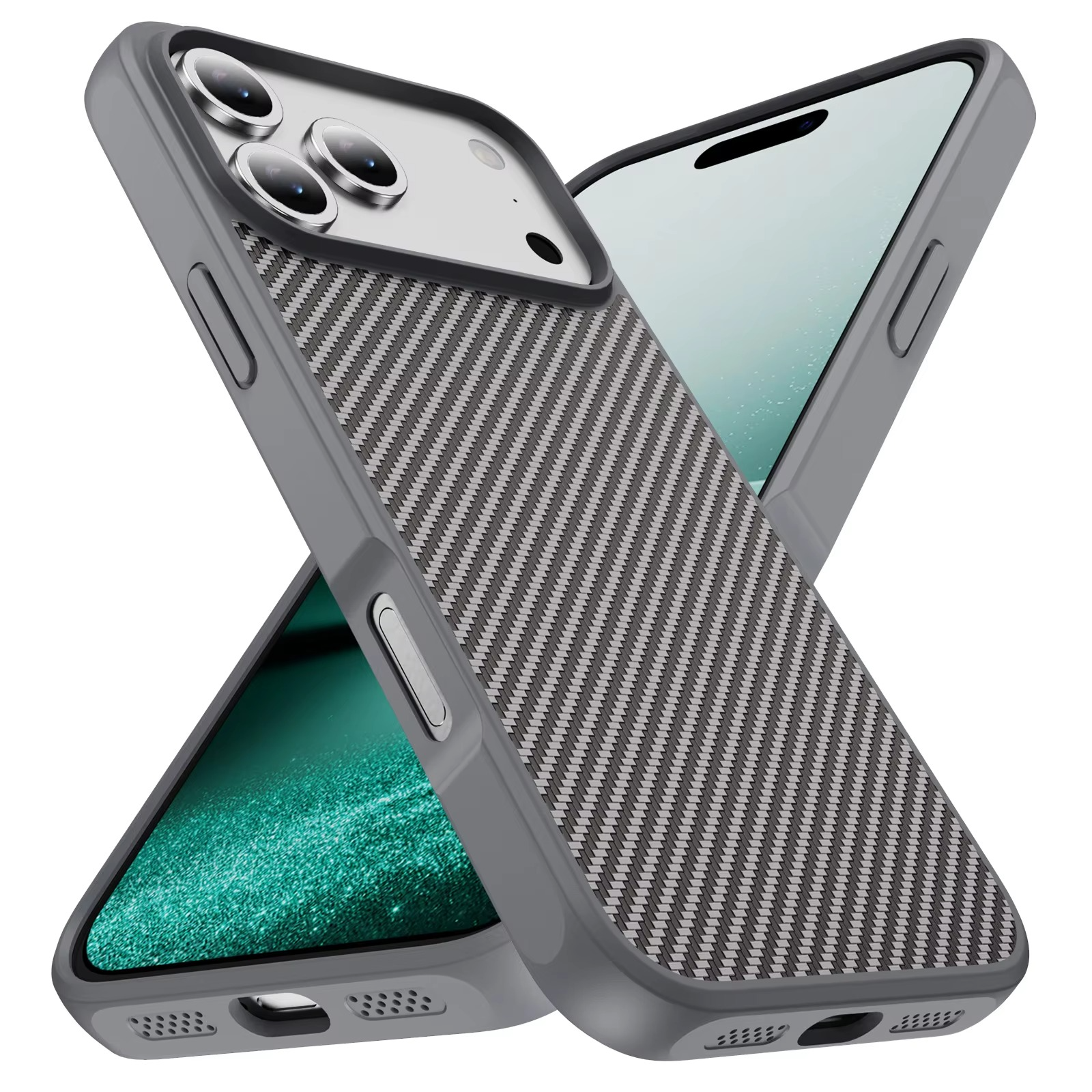 Luxury Carbon Fiber Shockproof iPhone Case — Drop-Resistant Anti-Fingerprint Non-Slip Protective Cover with Scratch & Dust Defense