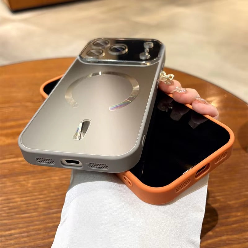 Luxury iPhone Case — Flowing Light MagSafe Big-Window Magnetic Shockproof Cover, Lightweight, Full Protection, Anti-Scratch Plain Design
