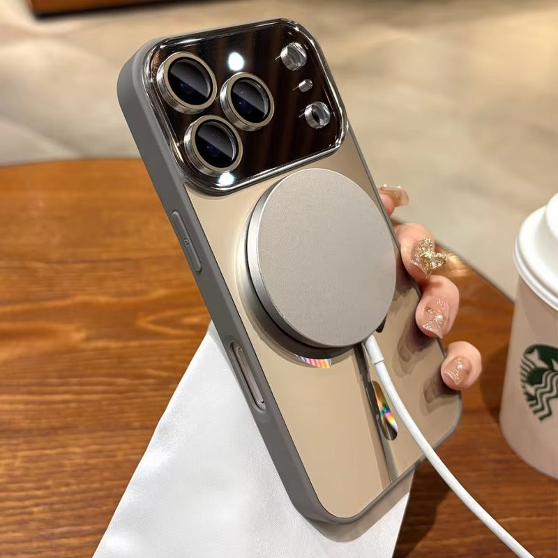 Luxury iPhone Case — Flowing Light MagSafe Big-Window Magnetic Shockproof Cover, Lightweight, Full Protection, Anti-Scratch Plain Design